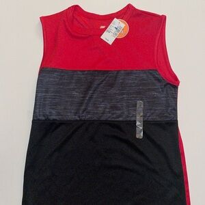 Boys Athletic Tank, medium, black and red, NWT